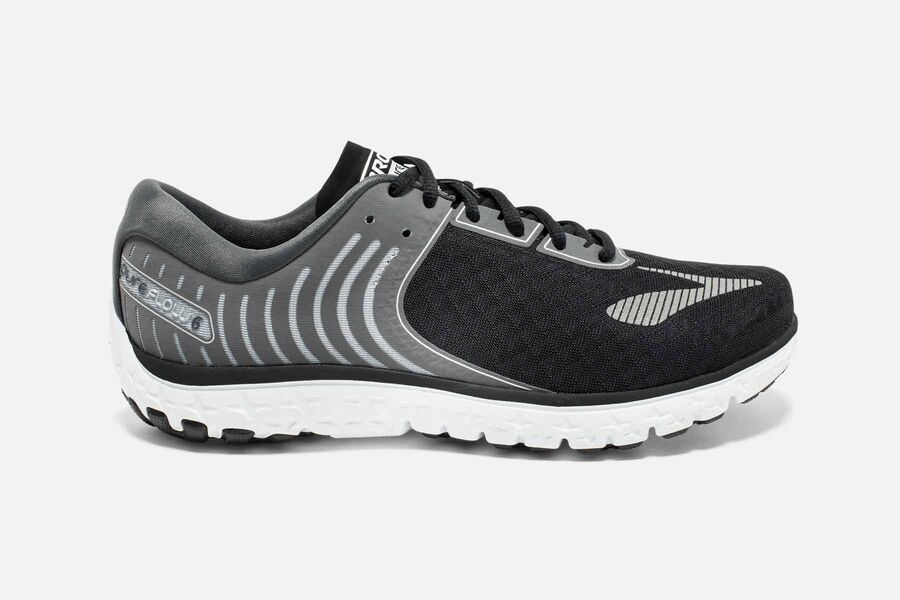 Brooks Men's PureFlow 6 Road Running Shoes Black/Grey QOPT-18053